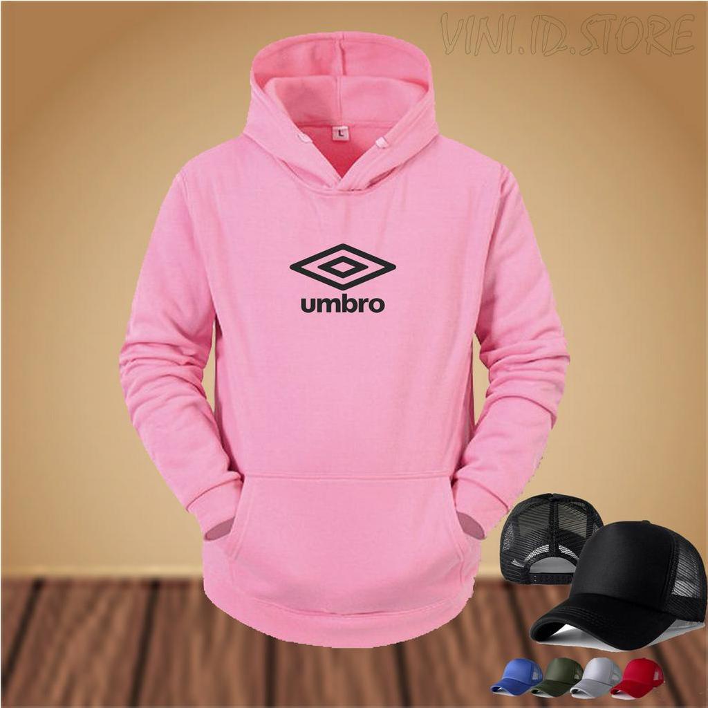 FREE TOPI POLOS.... HOODIE UMBRO MOTIF HITAM+TOPI//Sweatshirt Hoodie Pria/Wanita//Sweater Keren Masa