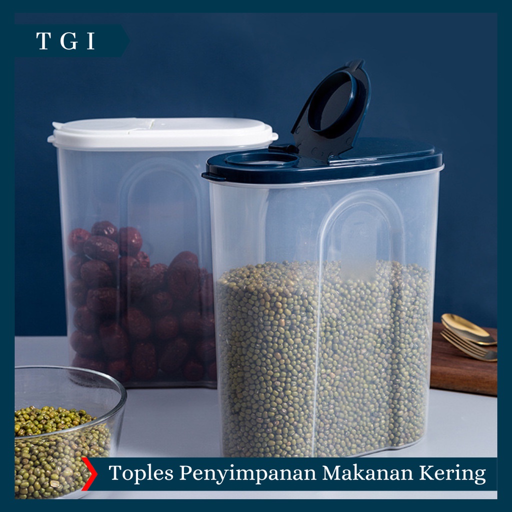 TGI - TOPLES SNACK KEDAP UDARA / PENYIMPANAN BENING CEREAL KONTAINER MAKANAN FOOD STORAGE JAR CONTAINER / KOTAK SNACK / KOTAK ORGANIZER DAPUR / PENYIMPANAN BERAS / KOTAK SIMPAN DAPUR