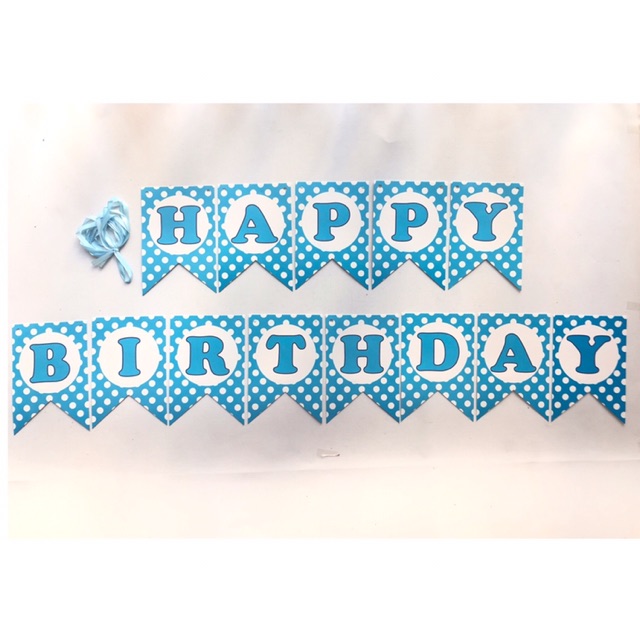 Banner Happy Birthday Polkadot/ Rangkaian Ultah/ Bunting Flag Ulang Tahun Biru Merah Pink Hitam