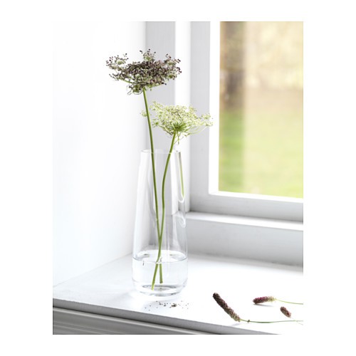 BRKN Vas bunga, flawer vase, kaca bening, 15 cm