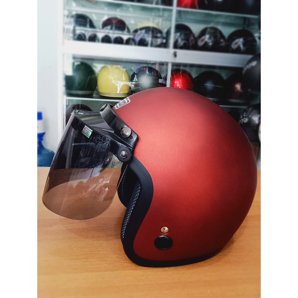 HELM IGLOO POLOS (KACA BOGO DATAR ORIGINAL) warna MERAH BATA DOFF