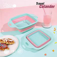 Baskom Saringan Lipat Stein Cookware Colander Silicon 2 Piece