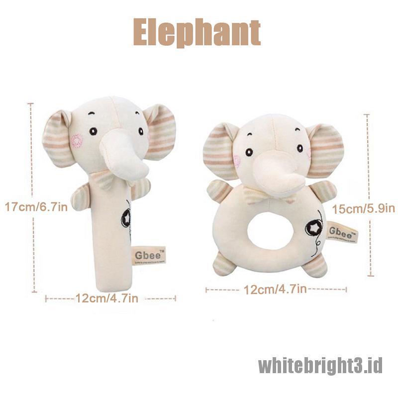 (white3) Mainan Rattle Boneka Plush Kartun Hewan Untuk Edukasi Bayi / Anak