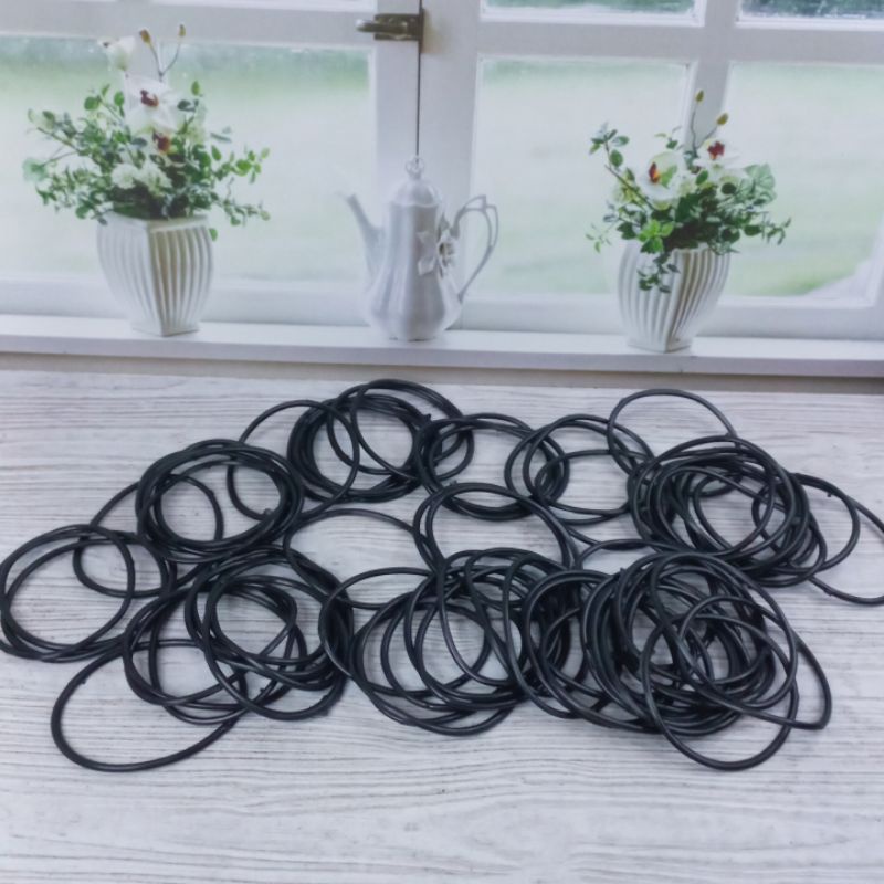 Gelang Karet Polos Hitam Isi 7Pcs Gelang Pria