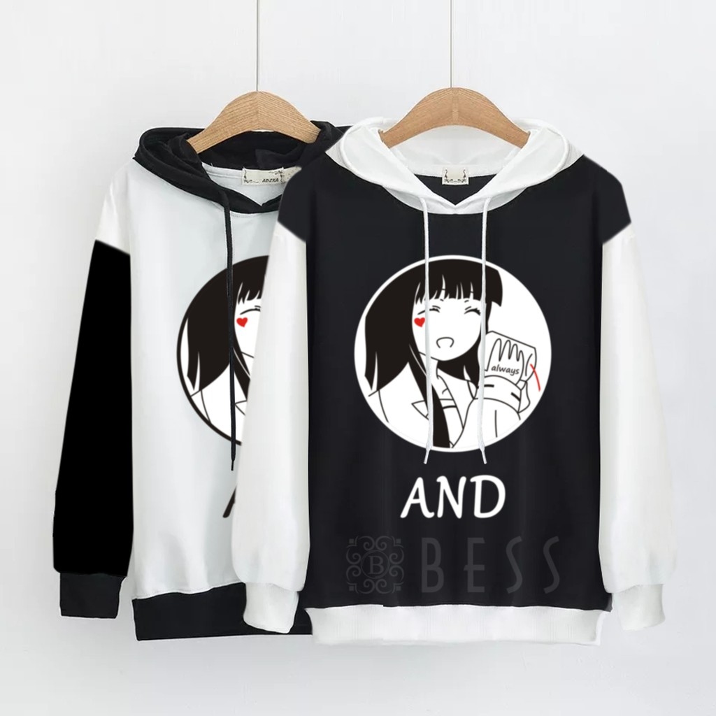 Sweater Hoodie Wanita Murah / Sweater Hoodie BLACK &amp; WHITE - AND