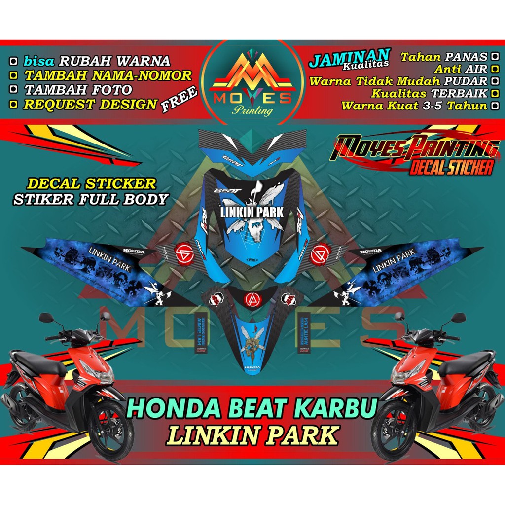 Decal Stiker Full Body Honda Beat Karbu Stiker Decal Motor Beat Karbu Semi Road Race Variasi Aksesor