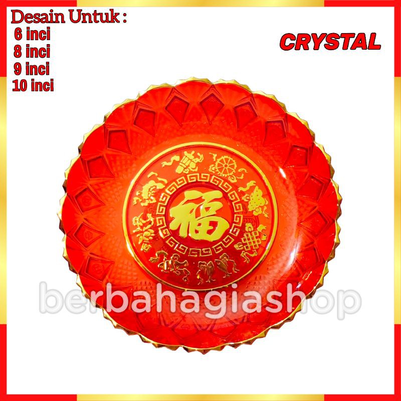 Piring Buah Persembahan Sembahyang Puja Altar Merah Kristal Impor Taiwan High Quality