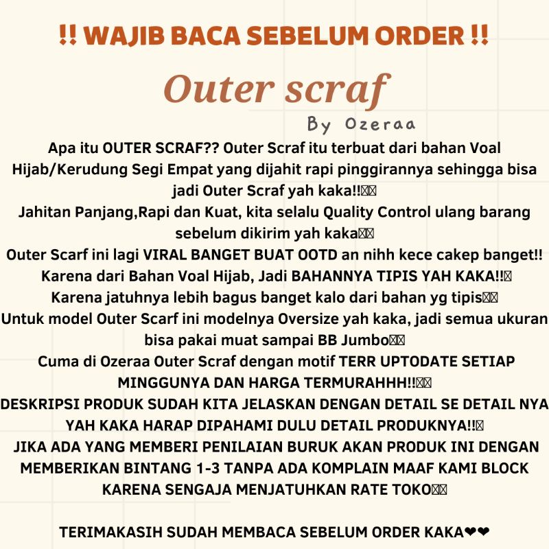 READY OUTER SCRAF/CARDI LANGSUNG KIRIM TERMURAH!! (TANPA PO LANGSUNG KIRIM)