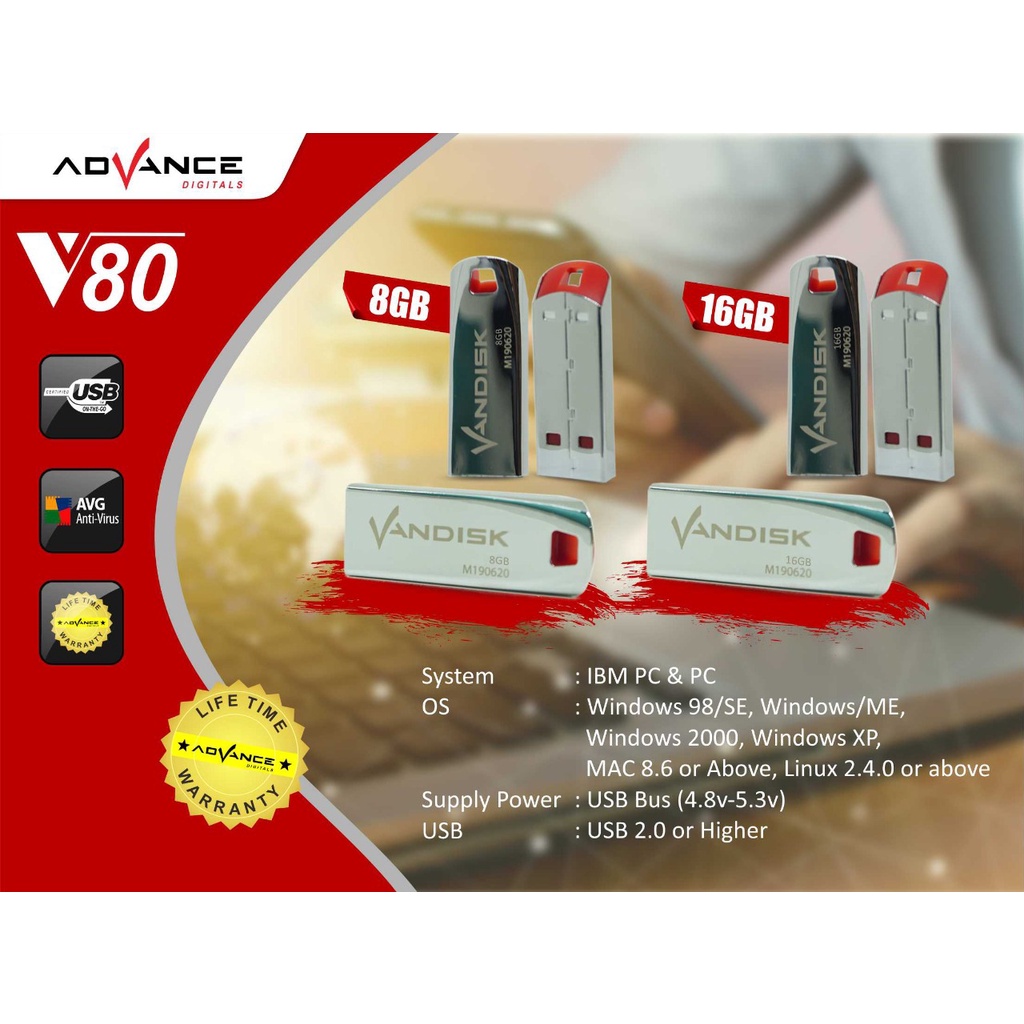 Flashdisk / FD Vandisk Advance V70-V60-V80 4G / 8G / 16G / 32G/ 8G otg