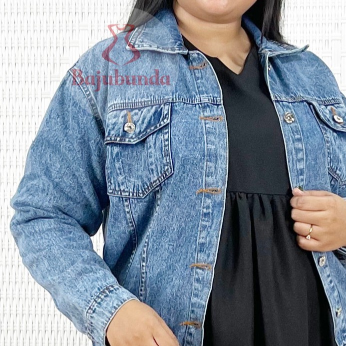 LD 120 140 Jaket Jeans Jumbo Wanita Denim Big Size Oversize