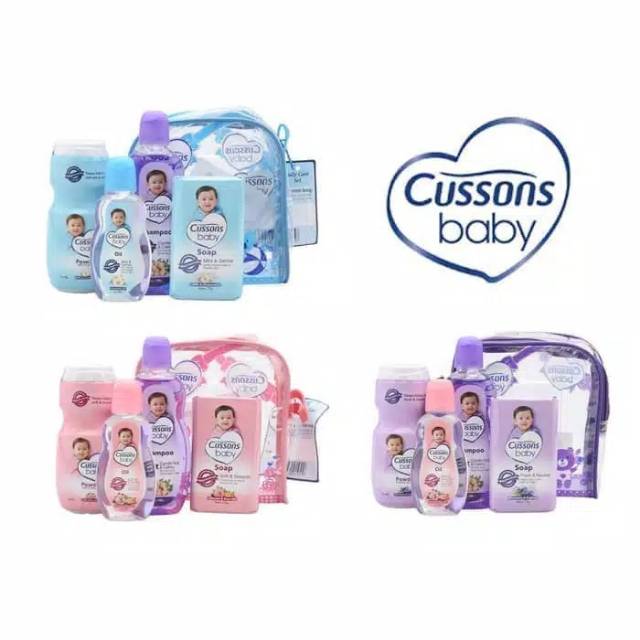 Cussons Set Hadiah Perlngkapan Mandi Baby Gift Set Mini Bag Pink Ungu Biru
