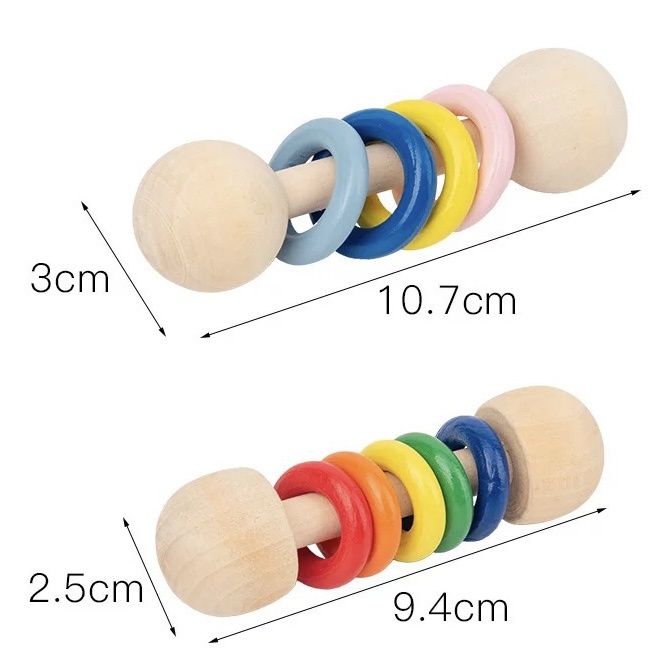 WOODEN RING RATTLE | Mainan rattle kayu stick sensori | mainan montessori edukasi anak