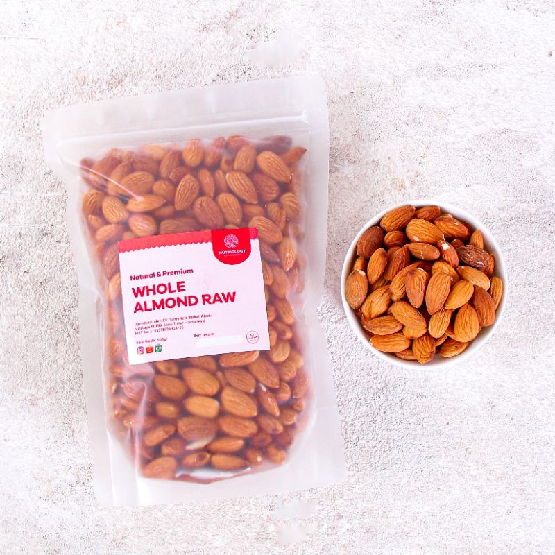 Almond Utuh Mentah 500 gr whole nuts kacang Natural Premium Alami Healthy Nuts Superfood