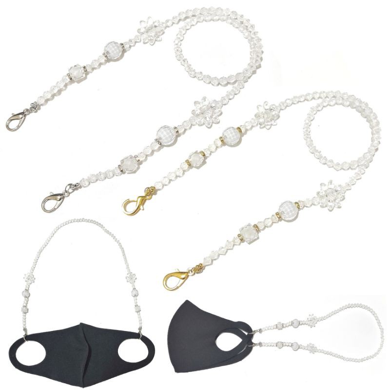 Kalung Gantungan Masker Strap Mask Flower Crystal Acrilic Premium Series Luxury Diamond Hanging