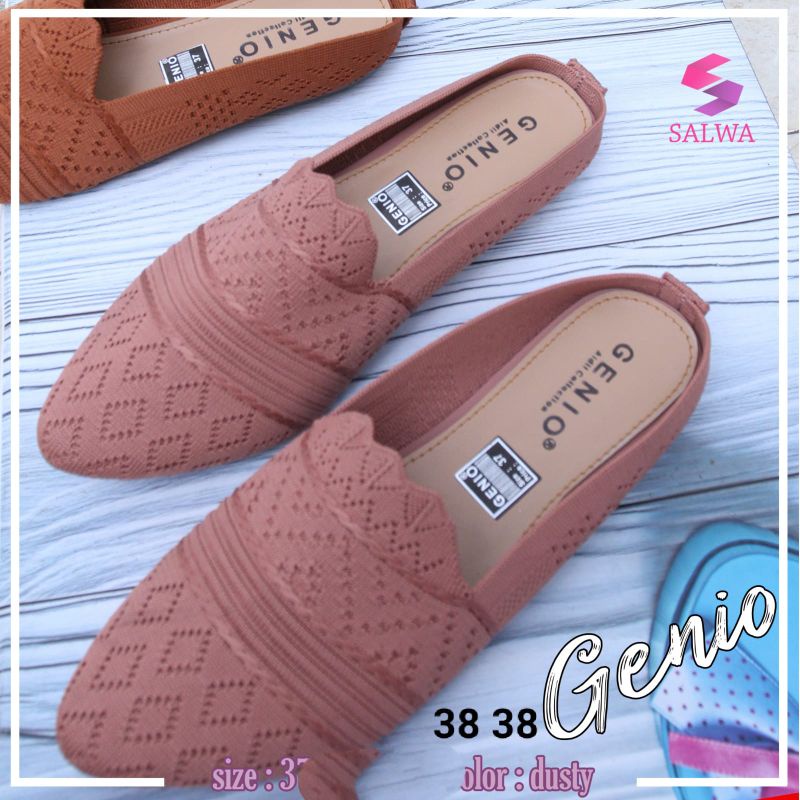 Sepatu Flat Slop Wanita Genio (rajut import)