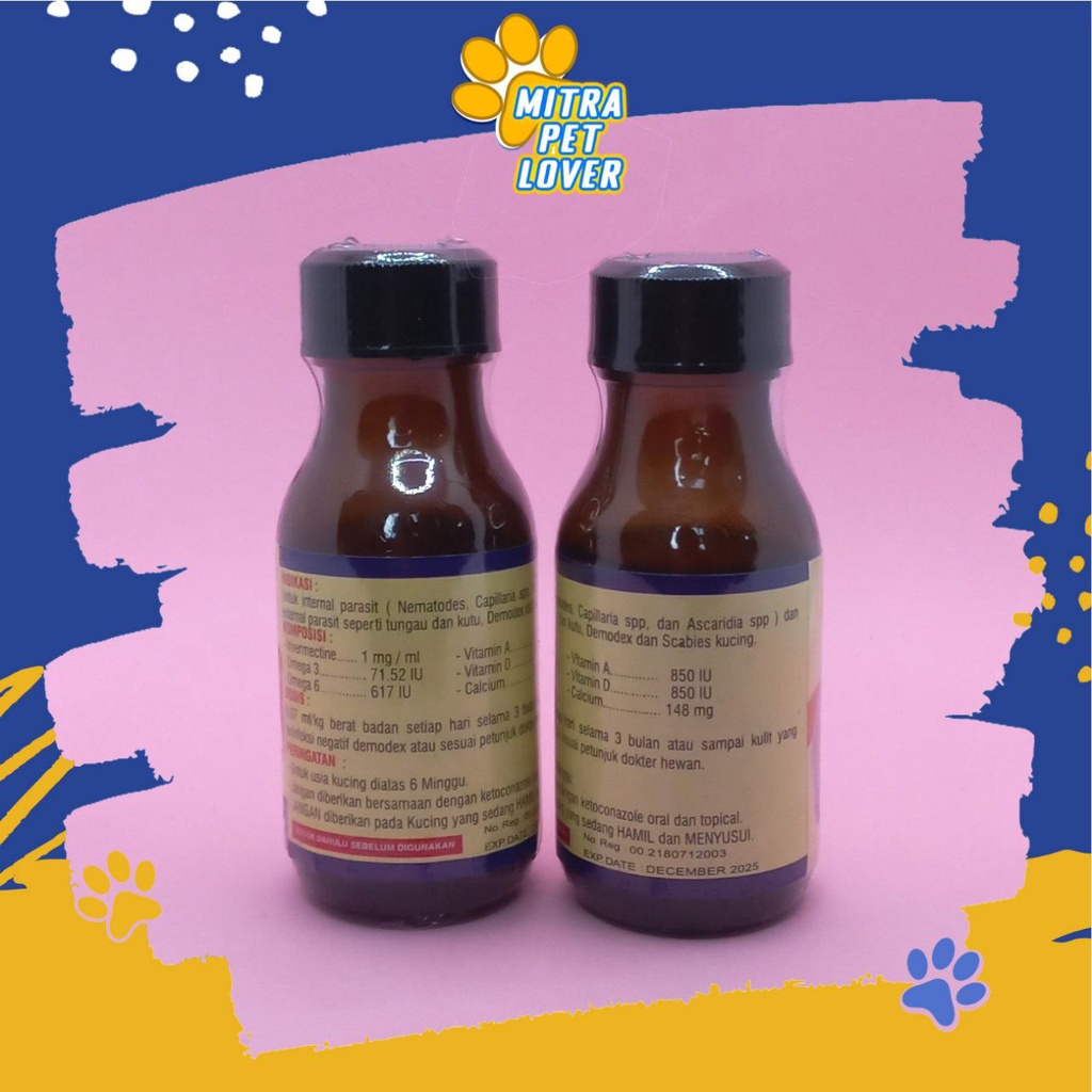 OBAT GATAL KUCING - INVERMEX SIRUP 60 ML ORIGINAL - CAIRAN  ORAL ANTI DEMODEX SCABIES JAMUR KUTU CAT KITTEN AMAN AMPUH PET ANIMAL HEALTHCARE AND VETERINARY TAMASINDO OBAT PERAWATAN KESEHATAN DAN VITAMIN TERNAK HEWAN BINATANG PELIHARAAN MITRAPETLOVER
