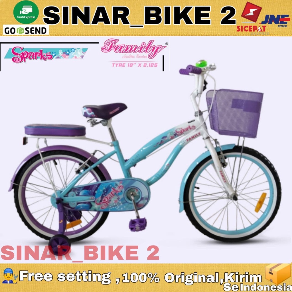 Sepeda Anak Perempuan Remaja FAMILY SPARKS 12 16 18 &amp; 20 Inch Keranjang