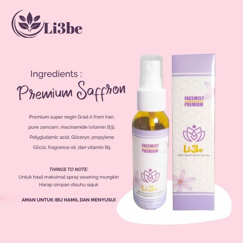✅ BUY 1 GET 1 GIFT + FREE ONGKIR FACE MIST SAFFRON PREMIUM LI3BE AIR ZAMZAM WATER SPRAY WAJAH SAFRON