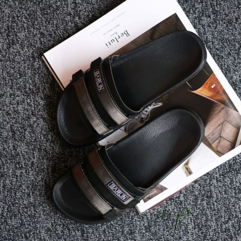 BARLIN GREY -Sandal Slide SALE SANDAL KASUAL PRIA SENDAL SLOP ORIGINAL KULIT KASUAL 2021