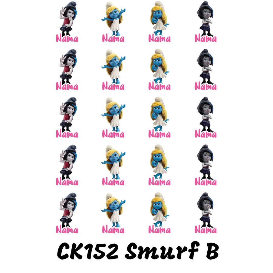 

Sticker Nama Cutting Label Waterproof Tahan Air Smurf B (CK152)