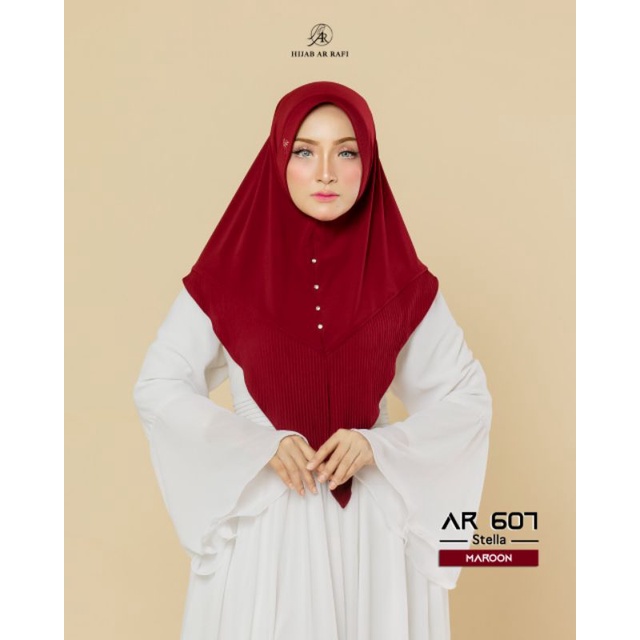 [COD] Jilbab Instan terbaru // Hijab bergo Instan variasi Plisket dan akrilik  AR 607 ORI by AR RAFI-Maroon