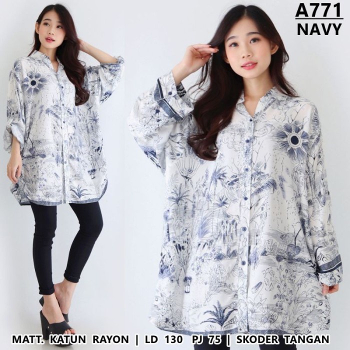 COD KEMEJA BATIK WANITA JUMBO LD 130 KEMEJA WANITA JUMBO