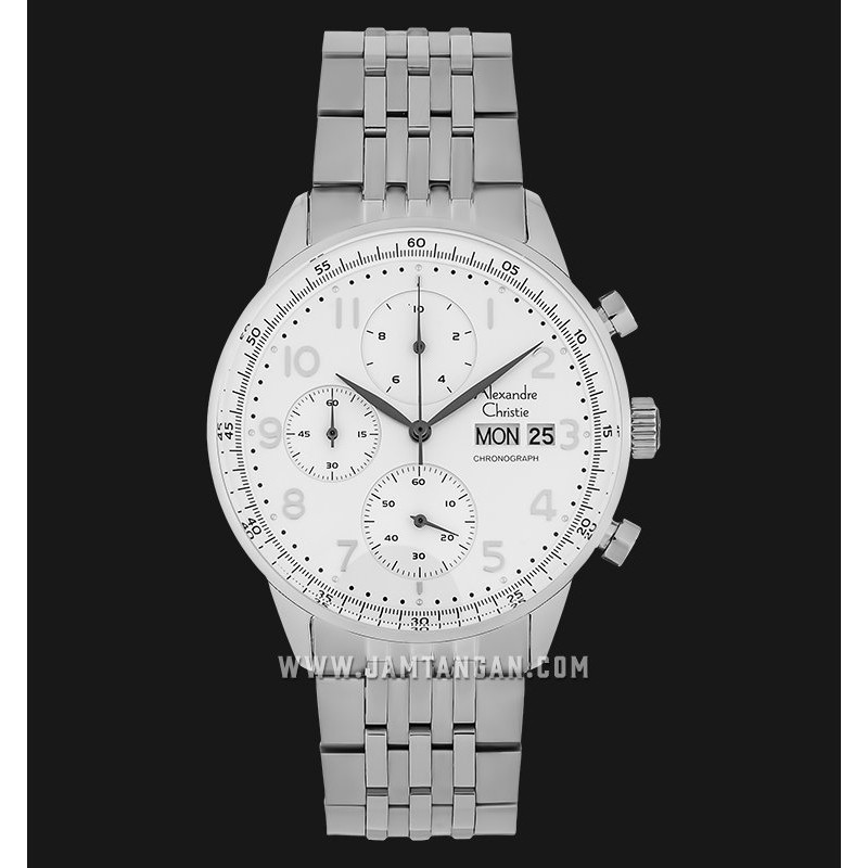 Alexandre Christie AC 6492 MC BSSSL Chronograph Men Silver Dial Stainless Steel Strap