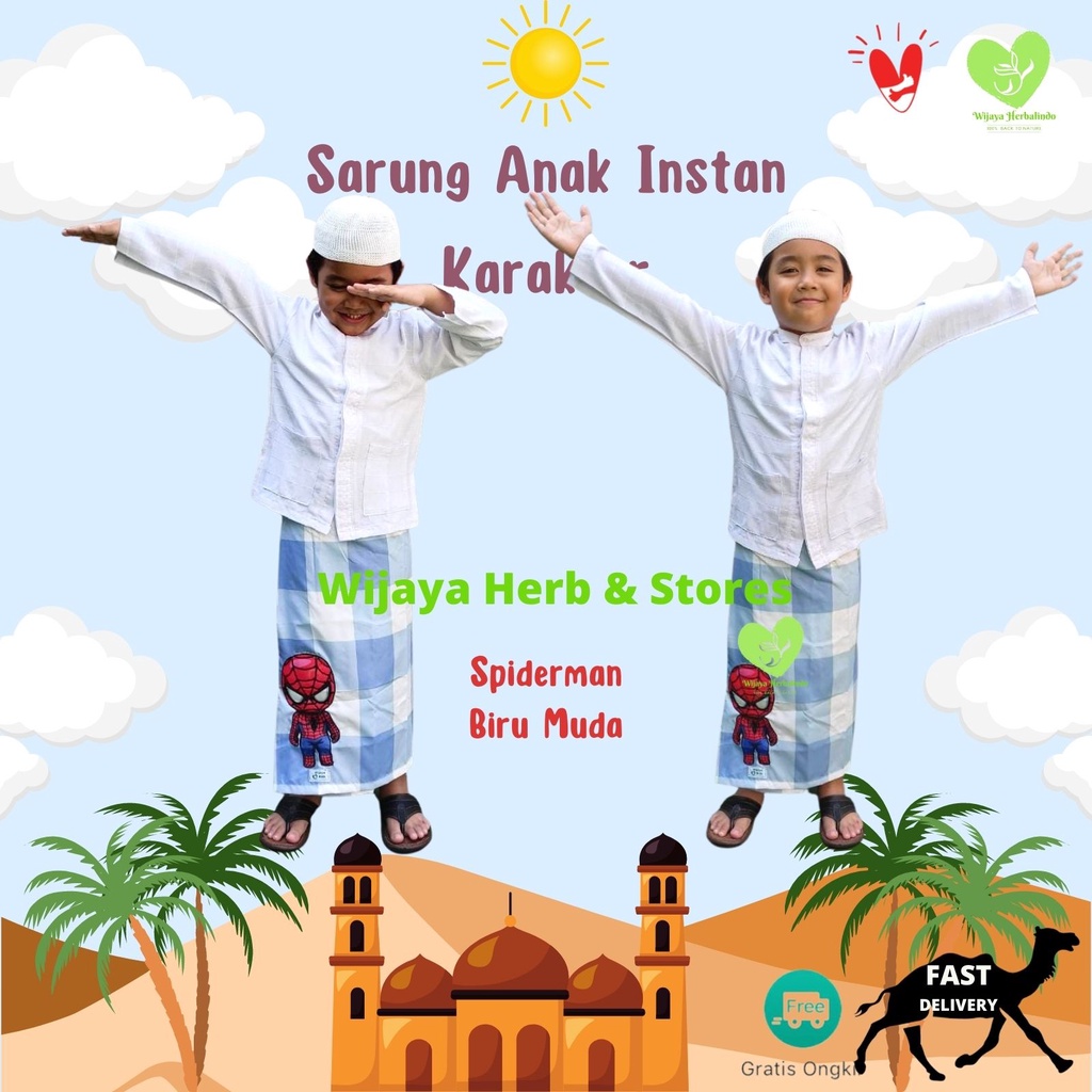 [Super Hero] Sarung Anak Instan Karakter Unik - Spiderman &amp; Captain America - Sarung Rok Anak Bahan Katun - Usia 1 s/d 6 Tahun - Sarung Balita Instan - Sarung Anak SD - Kain Sarung Anak Laki - Laki