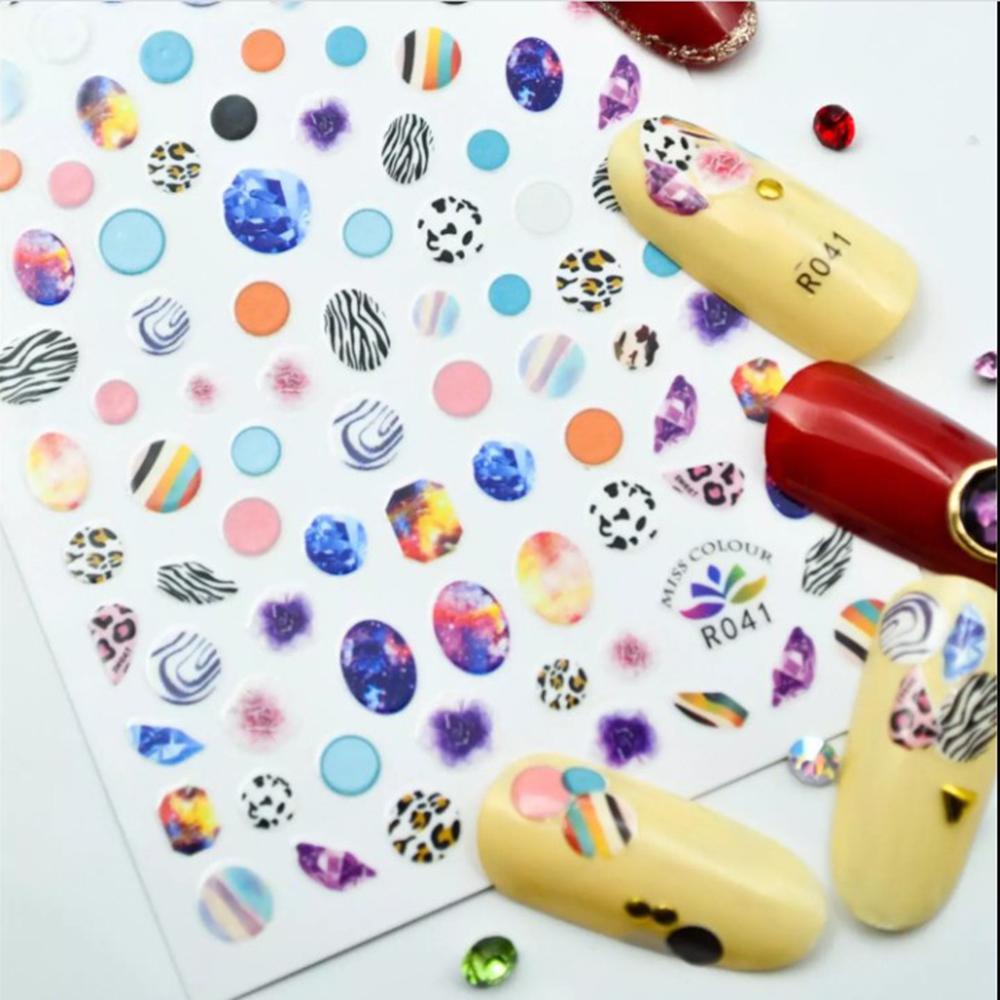 AUGUSTINA Agustin 3D Nail Art Sticker 1pc Nails Tips Kecantikan Decal Lem Belakang Perekat Diri Dekorasi Nail Art