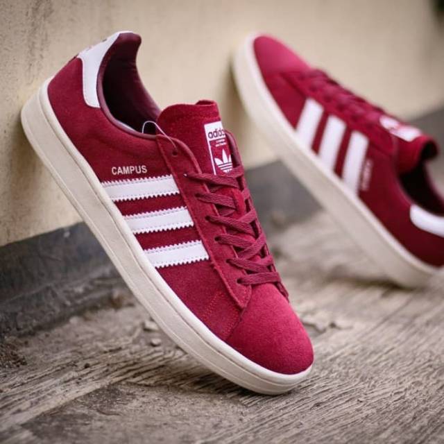SEPATU ADIDAS CAMPUS MAROON ORIGINAL SNEAKERS PRIA WANITA BNWB SEPATU SEKOLAH LARI OLAHRAGA