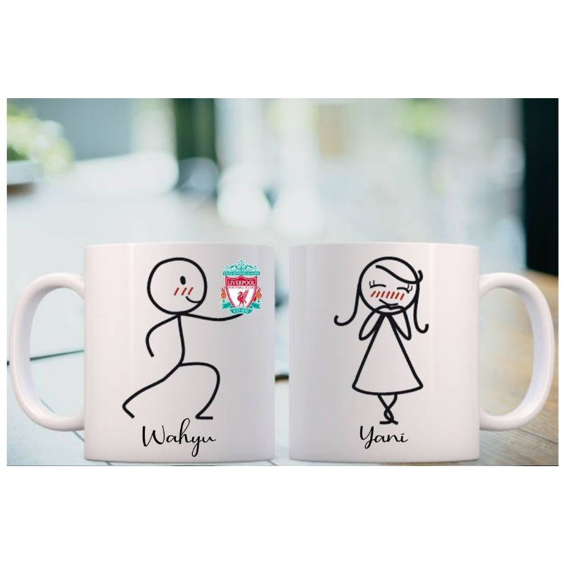 Mug custom lucu karikatur BOLDLOVE COUPLE CLUB BOLA