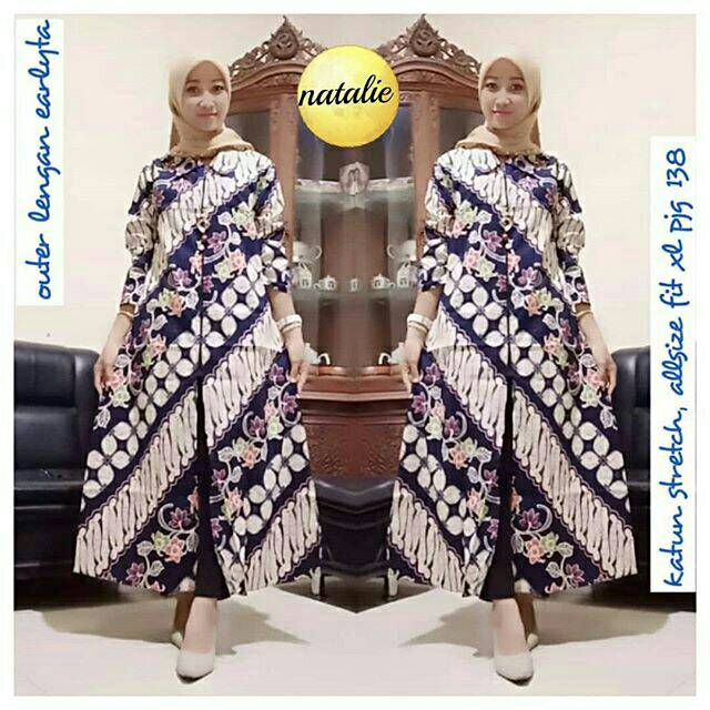 Long Cardi Batik Modern/ Long Cardi Wanita Muslimah/ Batik Wanita Trendy
