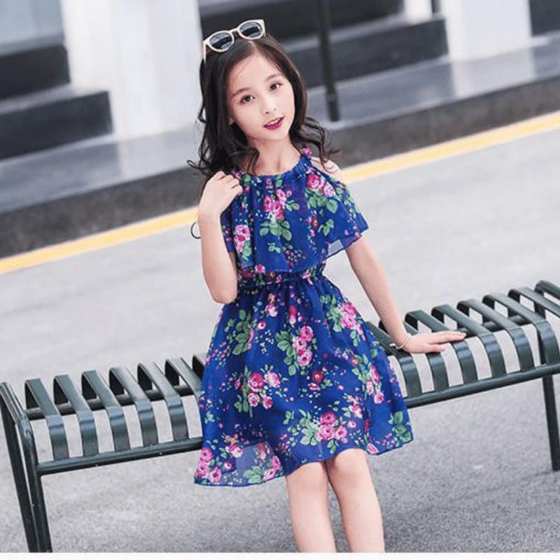 BARU! LIA028 - Dress Korea 4-13 Tahun Anak Perempuan Fashion Terlaris Baju Pesta Pergi Jalan