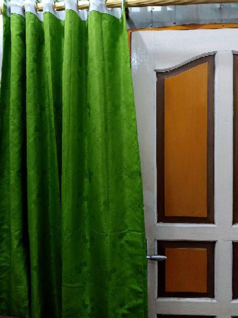 Gorden Blackout Embos Polos Terbaru Warna Hijau Model Smokring Ukuran Lebar 100 Cm Tinggi 200 Cm