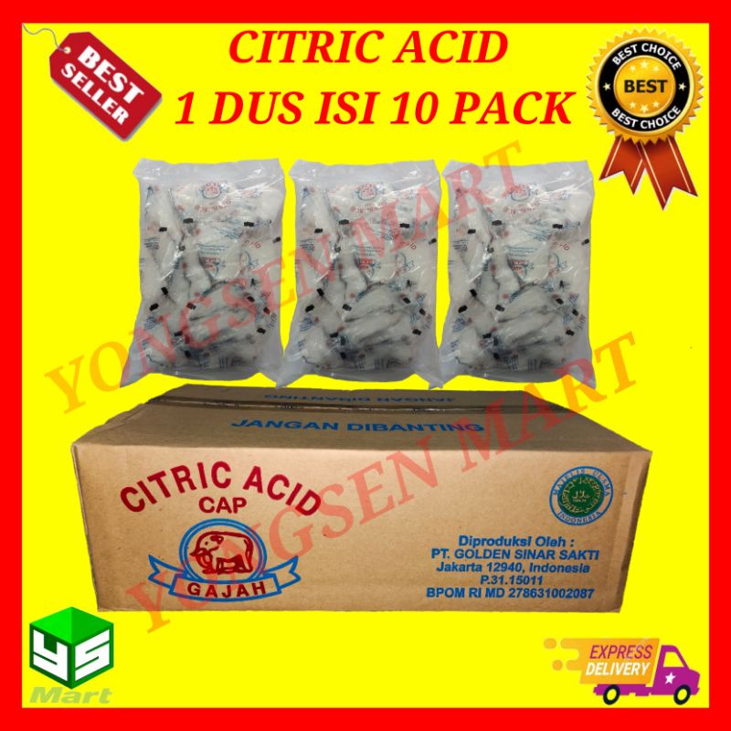 

( 1 DUS ) citric acid cap gajah 1 DUS asam citrun pemutih pembersih