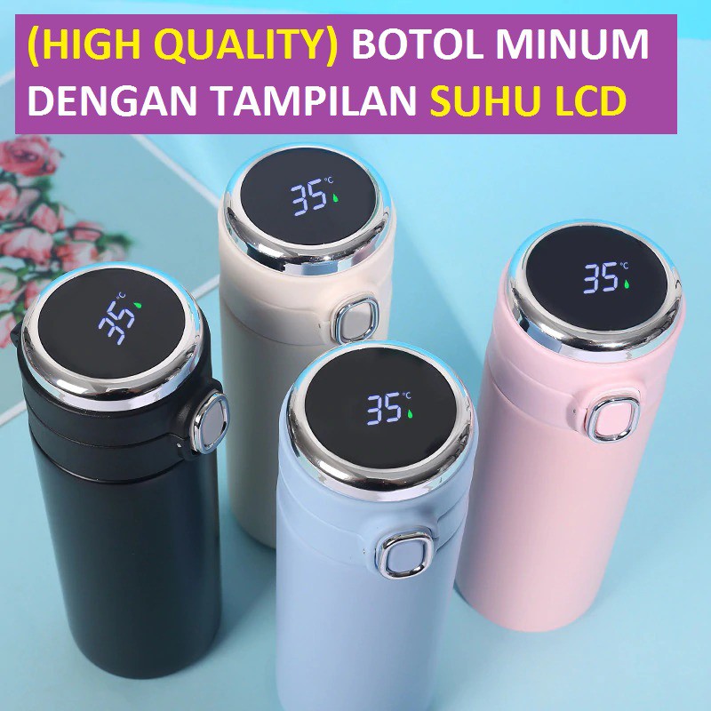 (HIGH QUALITY) Botol Minum Thermos dengan tampilan Suhu LCD - Stainless Steel 420 ML