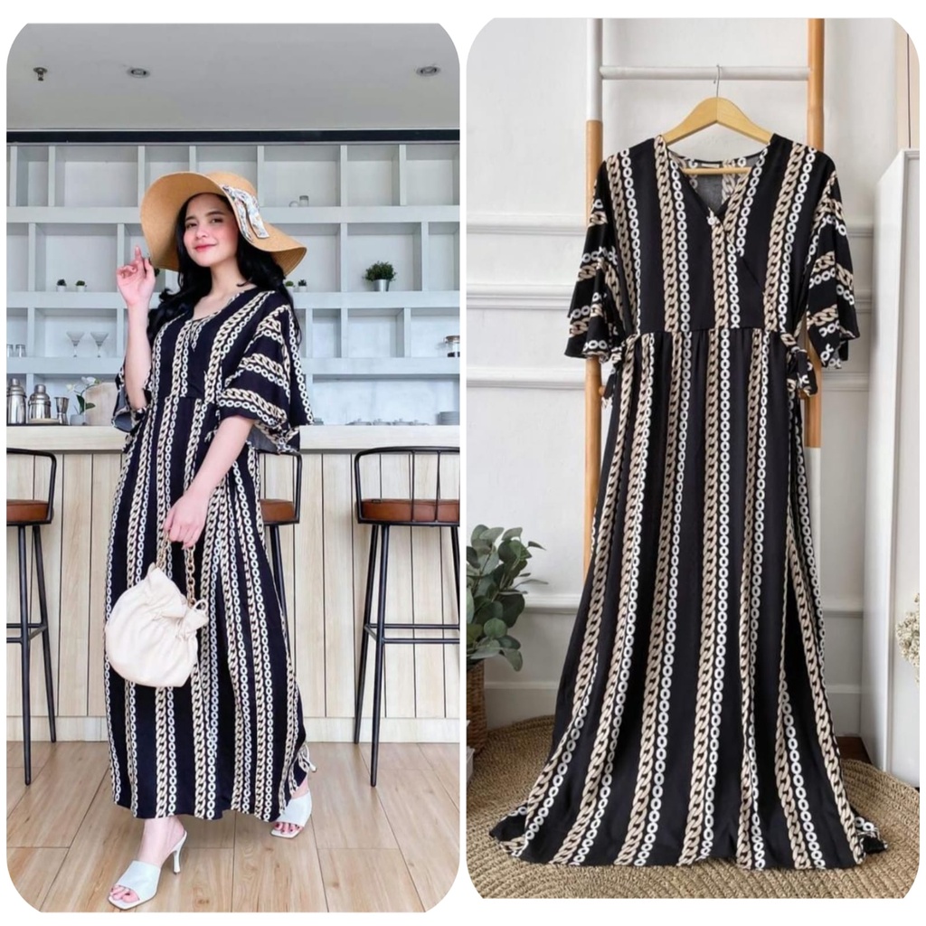 Daster Kimono Busui Tali Samping Panjang Semata Kaki / Daster Kekinian-rantai  LD 120