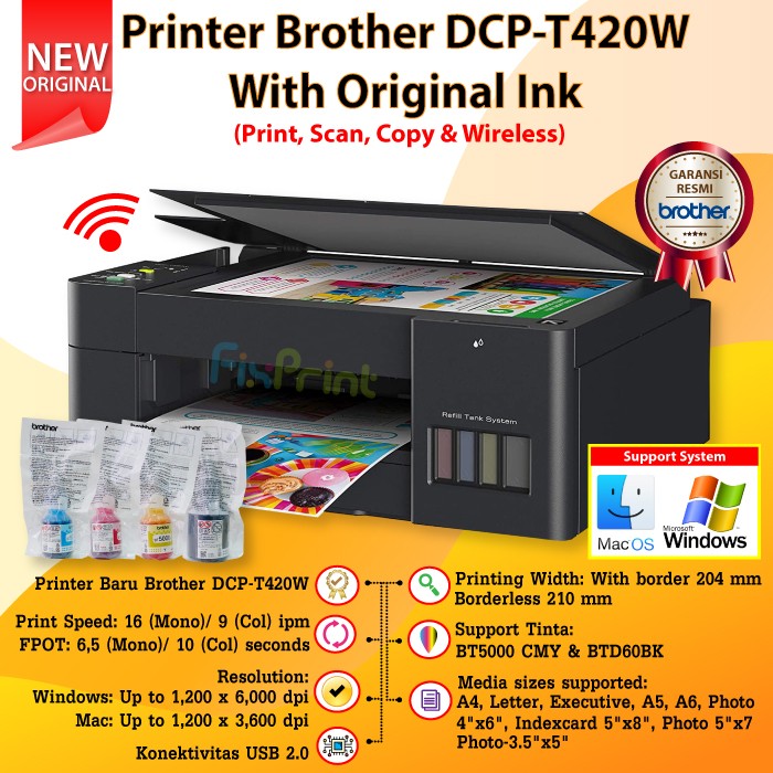PRINTER BROTHER DCP-T420W T 420 Pengganti Seri Brother DCP-T410W T 410 FSB23
