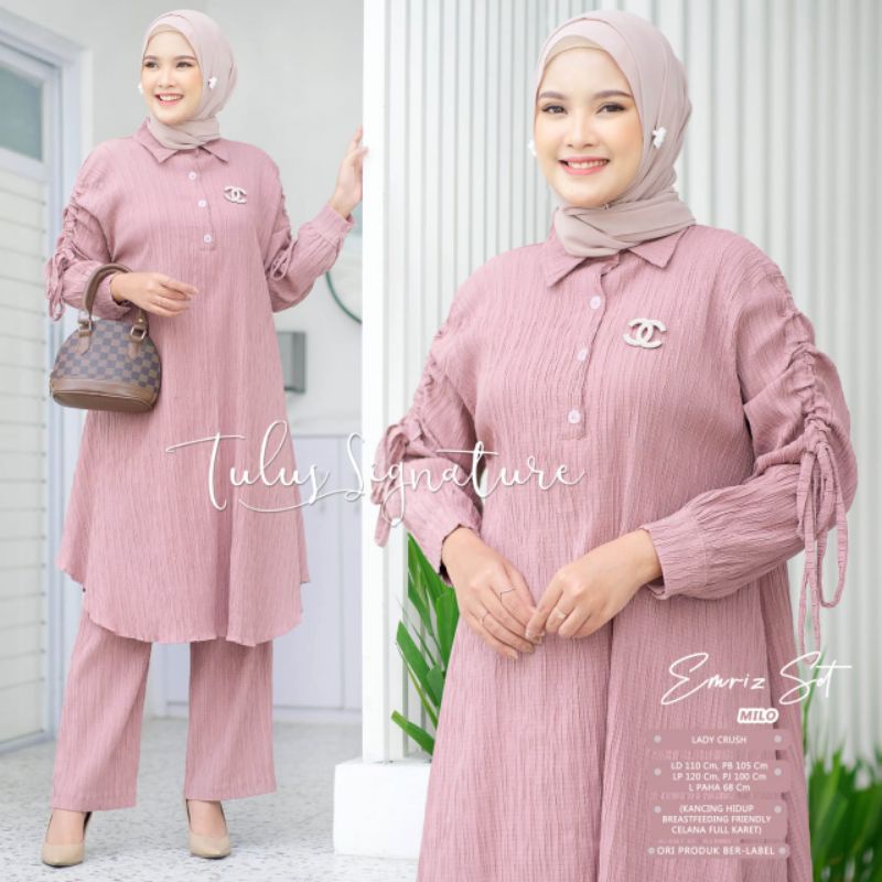 EMRIZ SET BY TULUS SIGNATURE (ONE SET WANITA) Setelan muslimah polos modern rekomended