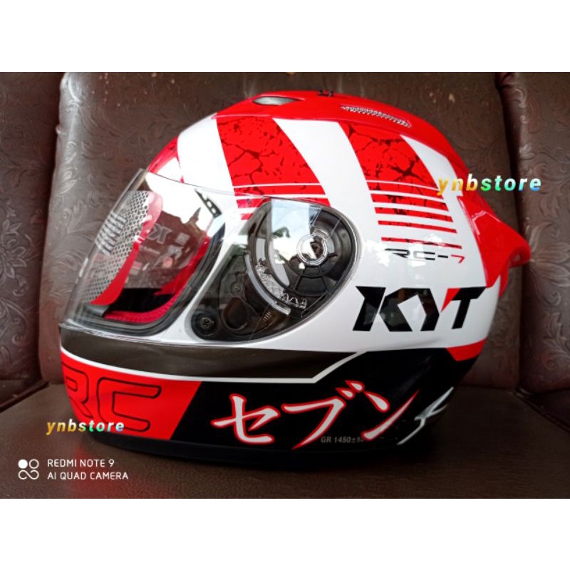 Helm KYT RC7 Motif 17 White Red Fullface Original | KYT RC7 Motif #17 Merah Putih Terbaru | KYT Full