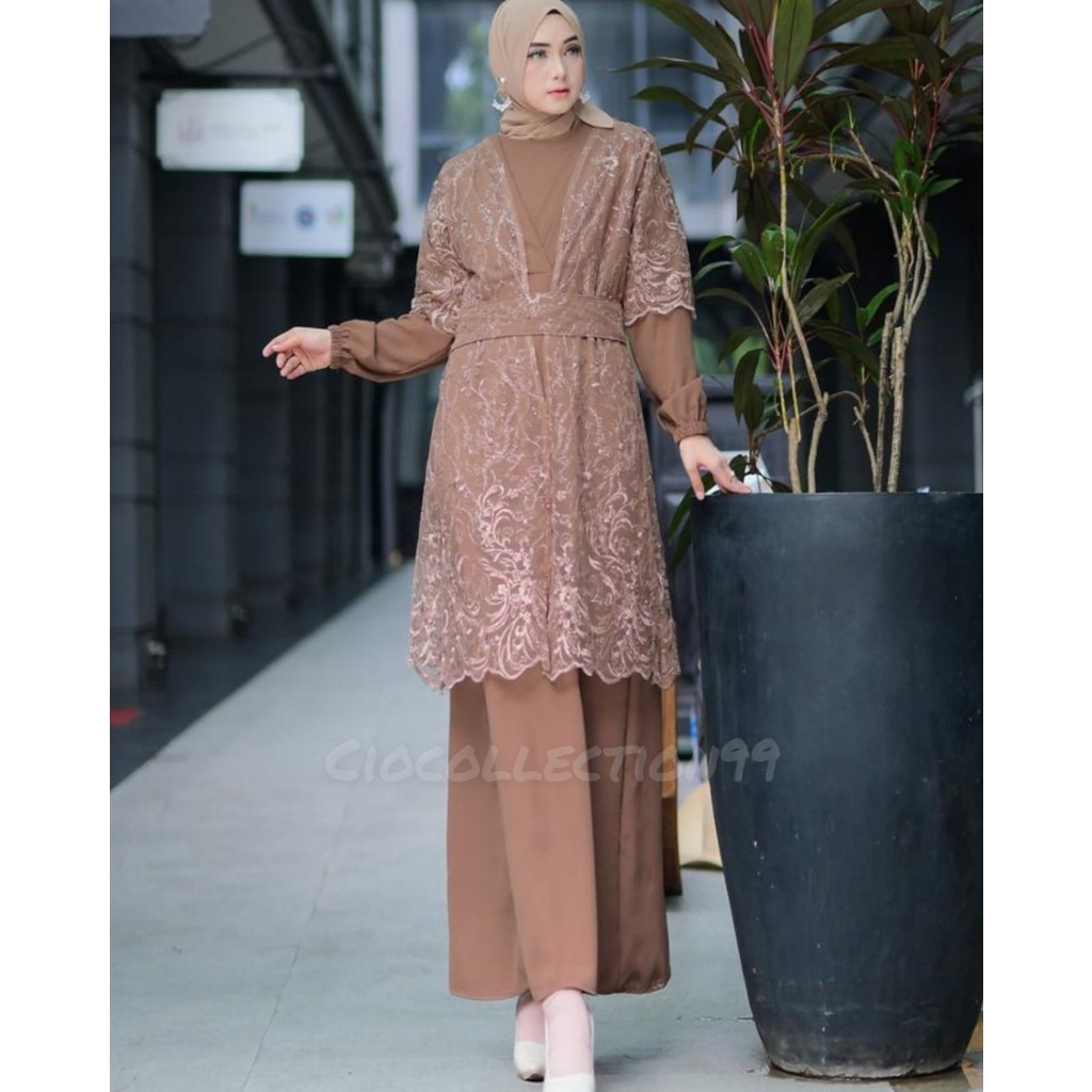 [ NEW ] Alveena Dress Kondangan Dress Bridesmaid Gamis Brukat Pesta Mewah Elegan Kondangan Gamis Outer Gamis Blezer Gamis Set