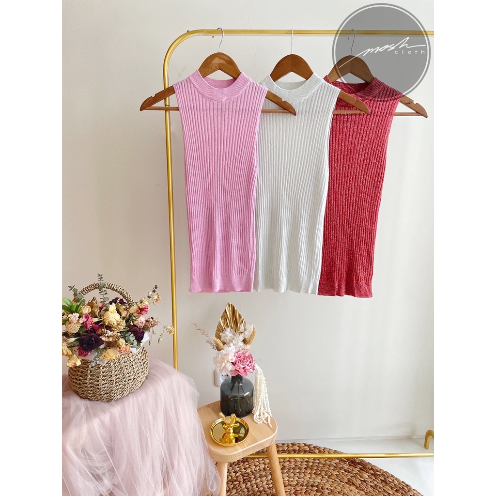 TANKTOP GLITER KNOT TANKTOP PREMIUM TANKTOP IMPORT BAJU SANTAI KEMEJA KERJA PO BANGKOK PO BKK PO KOR