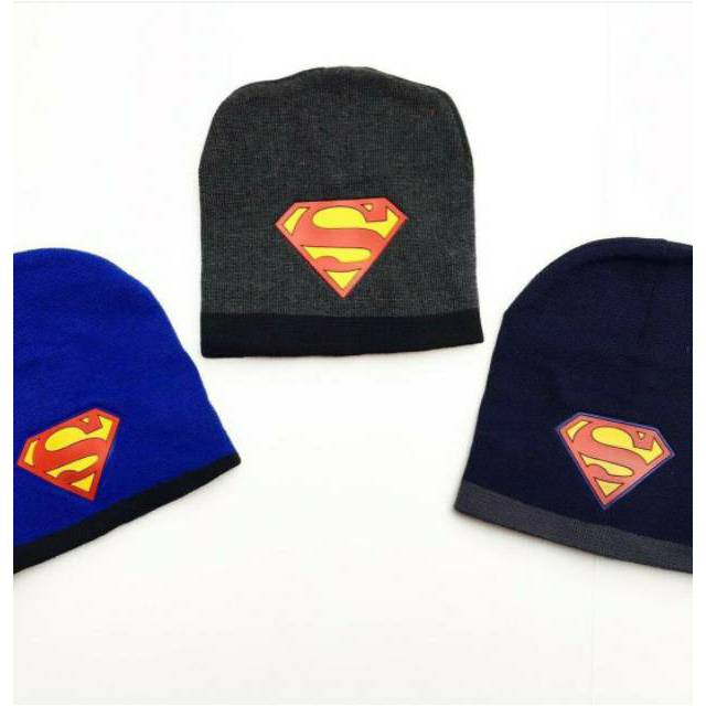 Topi kupluk bahan rajut gambar aplikasi batman fashion anak bayi cowok laki baby boy murah -kup