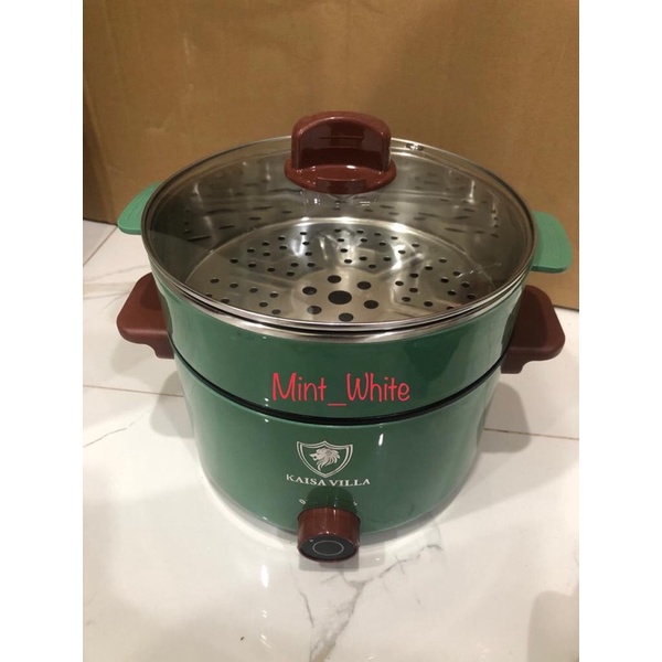 Panci Listrik Food Steamer 3 Tingkat Kukus Stainless Steel Serbaguna Multi Function Soup Kukusan Tutup Kaca Hotpot Hot Pot Alat Dapur