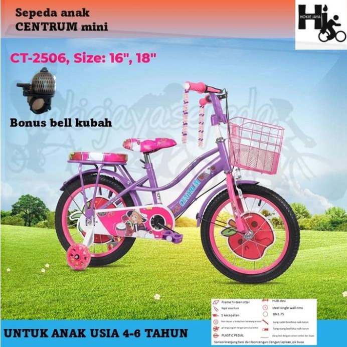 Sepeda Mini Anak 16" Centrum Boncengan Bbelakang Ban Hitam Promo R10