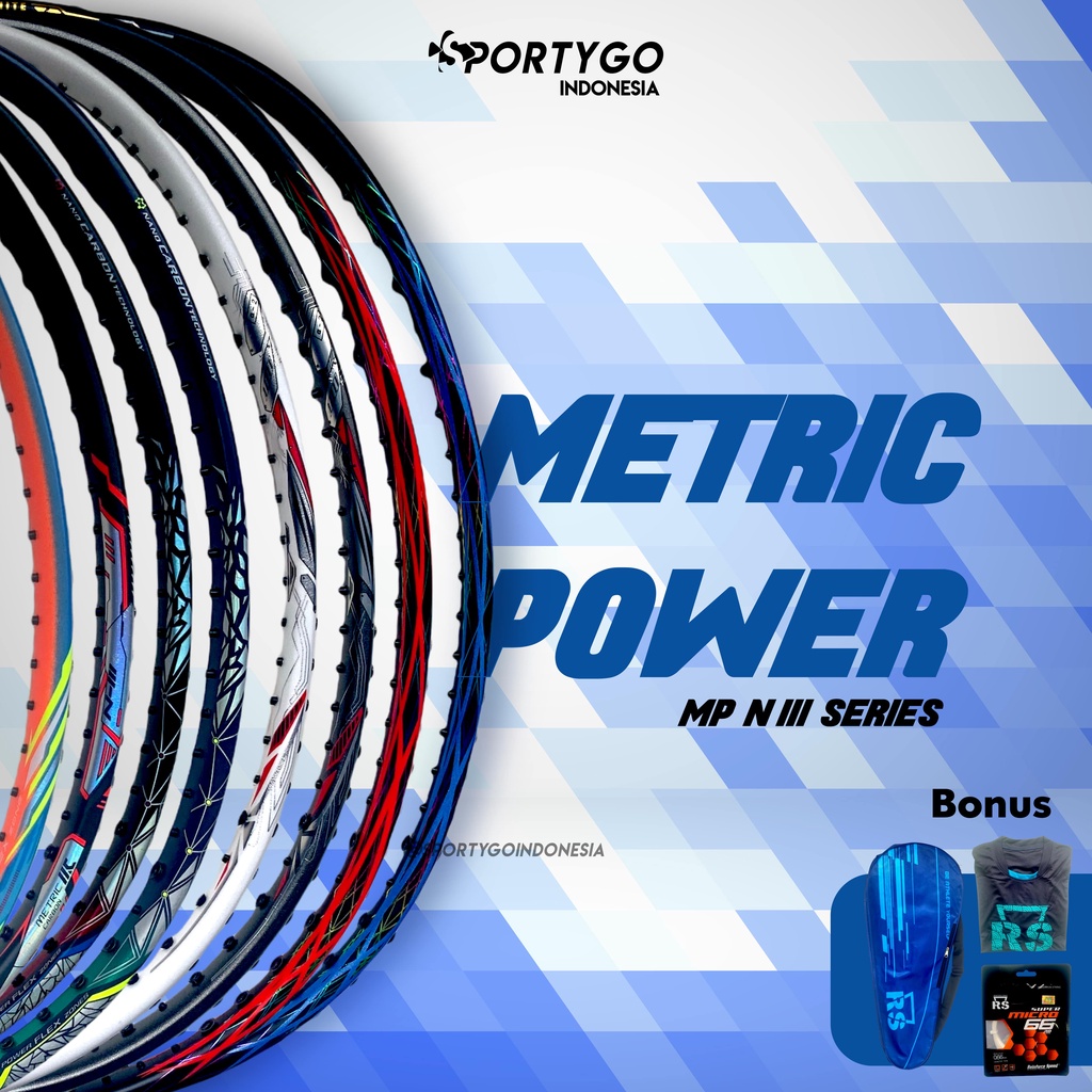 Raket Badminton RS METRIC POWER MP 7 8 9 10 11 12 14 15 16 N III N-III Original Reinforce speed