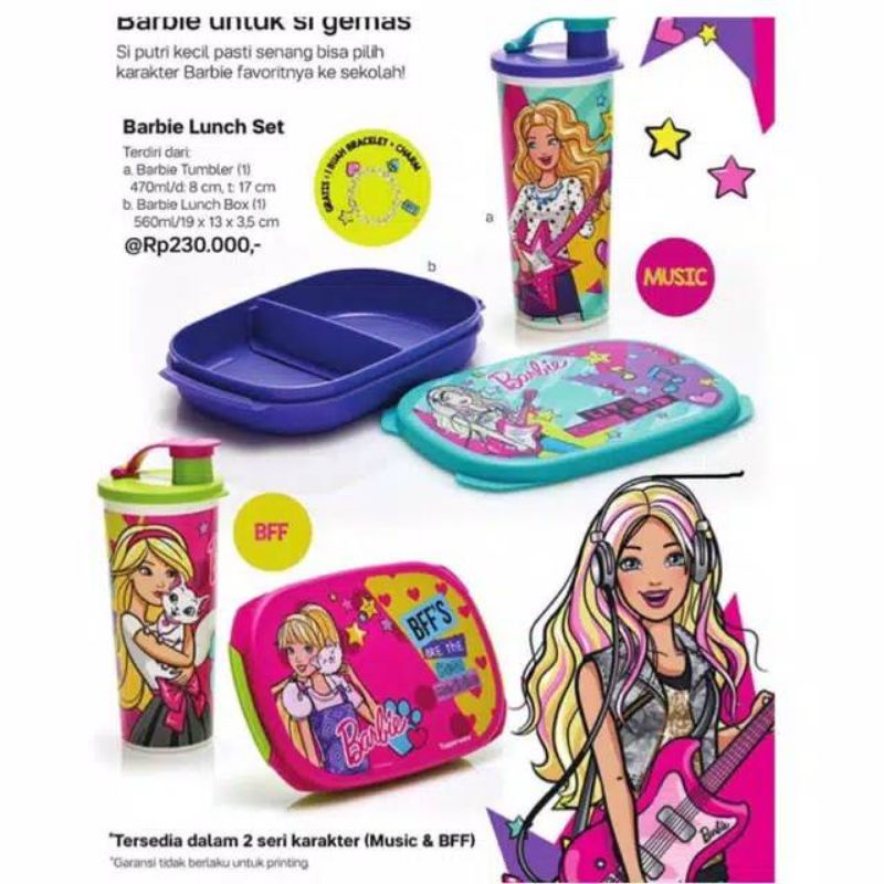 Barbie Lunch set tempat bekal makan & Botol minum Tupperware