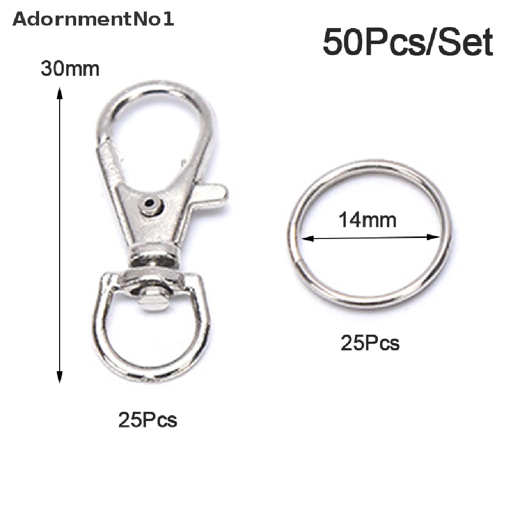 (AdornmentNo1) 50pcs Klip Kait Lobster Bahan Metal Dengan Gantungan Kunci Untuk Perhiasan DIY