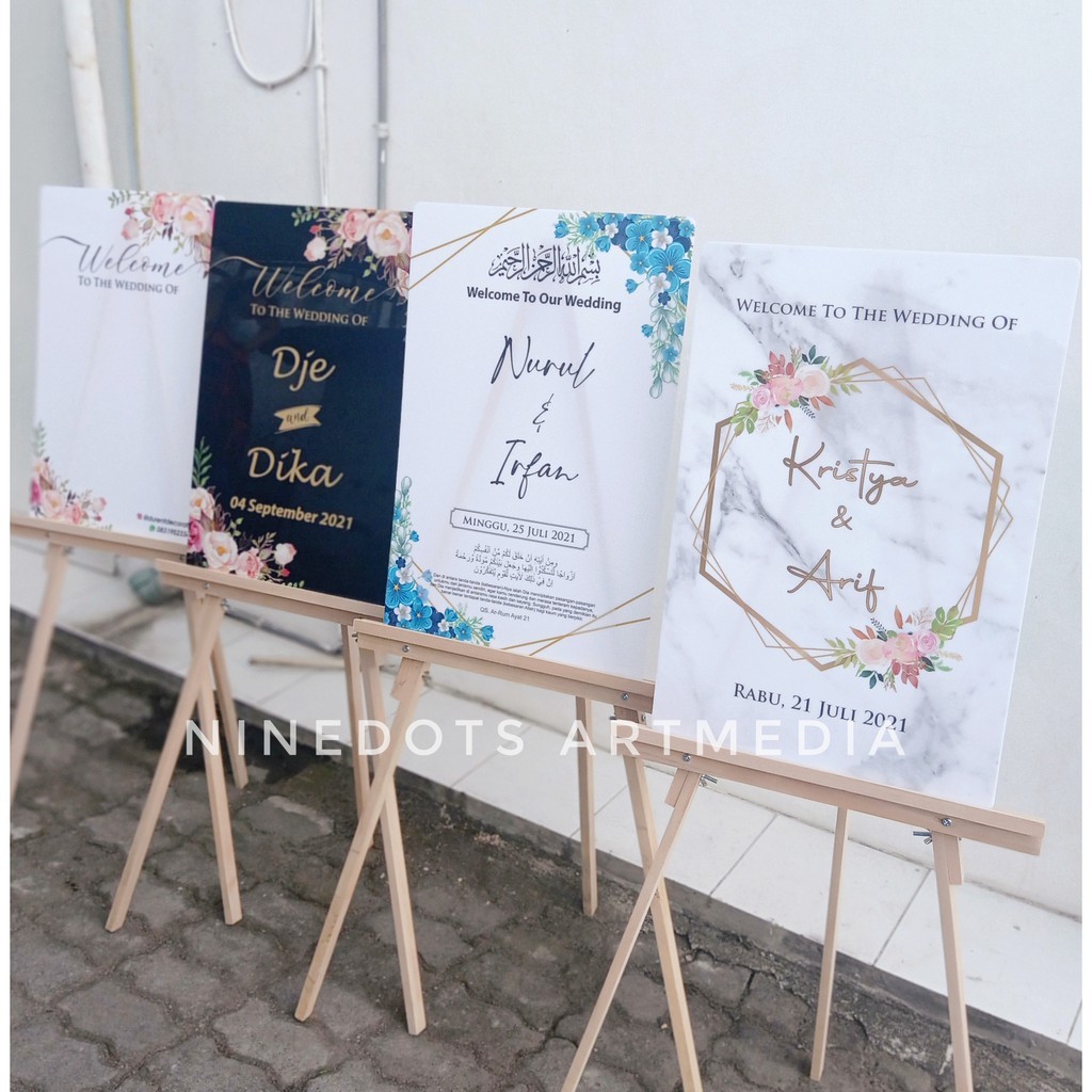 DESAIN BEBAS WELCOME SIGN FLORAL/ ACRYLIC WEDDING SIGN/ ENGANGEMENT SIGN / FLORAL WEDDING SIGN