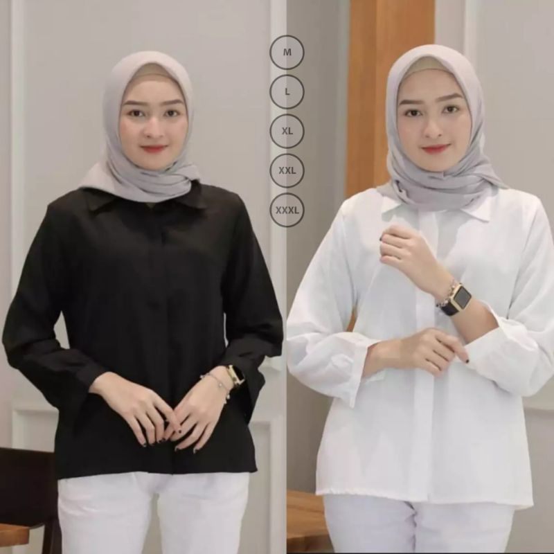 Kemeja putih polos wanita kemeja hitam polos wanita s-xxL kemeja putih wanita  kemeja formal wanita